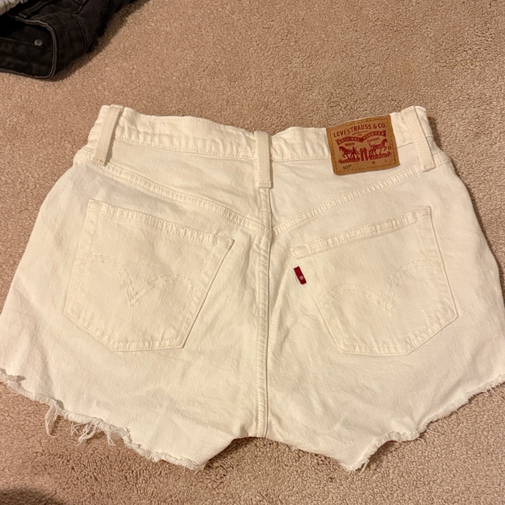 Levi's 501 High Rise Denim Shorts White